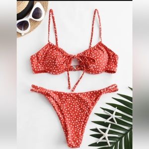 NWT ZAFUL Ditsy Print Tie Underwire Bikini
